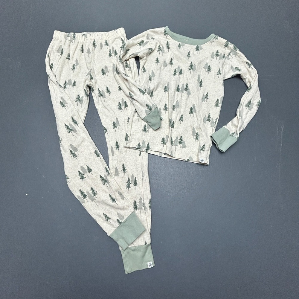 Honest Baby Pajamas Set Girls 14 Gray Tree Print Organic Cotton Top Pants Kids
